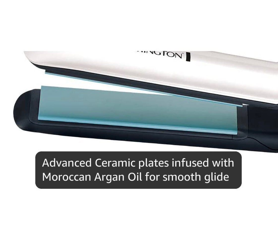 Remington Shine Therapy Hair Straightener with Advanced Ceramic coating infused with Moroccan Argan Oil for sleek & smooth glide, Floating plates, Digital display, 9 settings 150°C–230°C, S8500