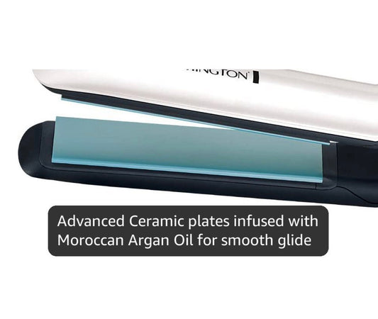 Remington Shine Therapy Hair Straightener with Advanced Ceramic coating infused with Moroccan Argan Oil for sleek & smooth glide, Floating plates, Digital display, 9 settings 150°C–230°C, S8500