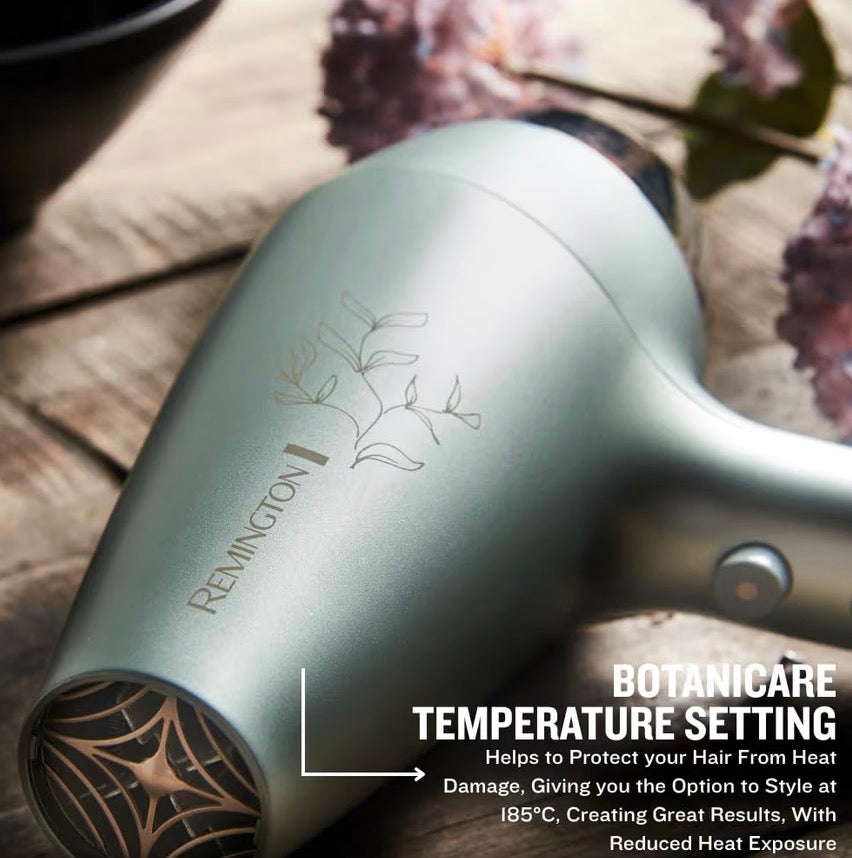 Remington Hair Dryer, Botanical Micro-Conditioner Infused Hairdryer with Diffuser, Powerful 2300W Hairdryer, BotaniCare Technology, Ionic Frizz-Control, Salon Quality Long-Life Motor
