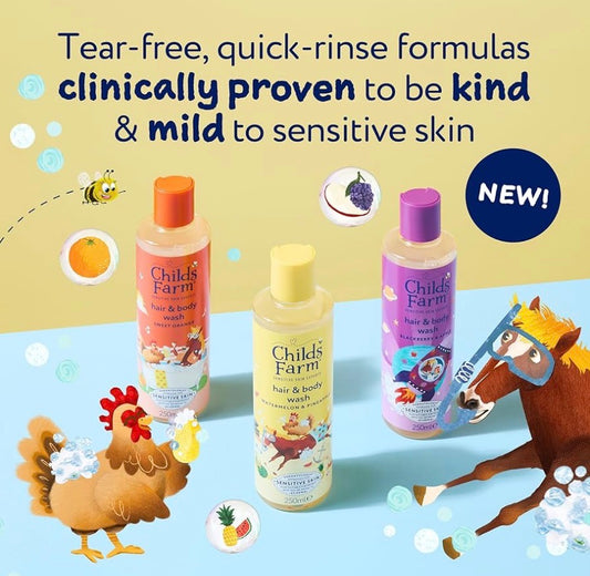 Childs Farm Hair & Body Wash Bundle | Sweet Orange , Blackberry & Apple and Watermelon & Pineapple (All 250ml)